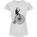 Ciclismo Un Rana Riding A Penny Farthing Donna Minuta Taglio T-Shirt