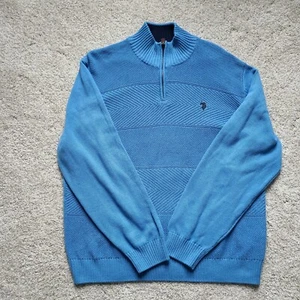 U.S. POLO ASSN. Pullover Pulli Herren Größe 2XL 1/4 Zip Blau - Bild 1 von 6