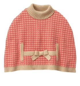 Janie and Jack Sweater Girls 4 Cape Pink Coral Houndstooth Preppy Girlhoodcore - Picture 1 of 14