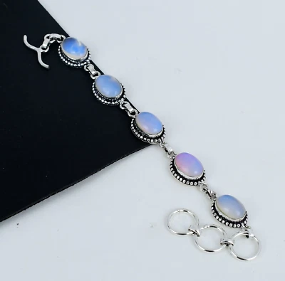 Bracciale In Opale Latte In Argento Sterling 925 Per Regali Di Anniversario - Immagine 1 di 4