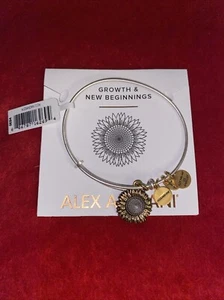 Alex and Ani SUNFLOWER II Two Tone Russian Silver Bangle Bracelet - New W/Tags - Picture 1 of 2