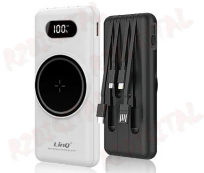 Power Bank Cavi Integrati 15000mAh MagSafe Qi carica wireless MAGNETICO USB C - Immagine 1 di 4