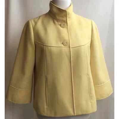 Chicos Coat Women Size 0 Yellow Cape Jacket 3/4 Sleeve Pockets Work Casual - Image 1 of 4