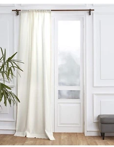 Solino Home Cotton Linen Curtain – 52 x 63 Inch Ivory Curtain with Rod Pocket - Picture 1 of 3