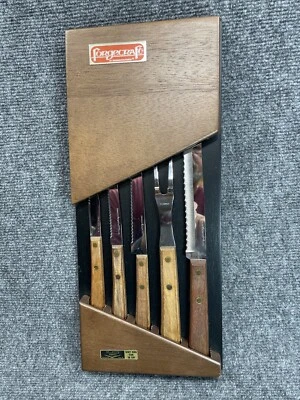 复古 Forgecraft 刀套装 5 件不锈钢刀华盛顿锻造托盘美国 5 件套 — 第 1/4 张图片