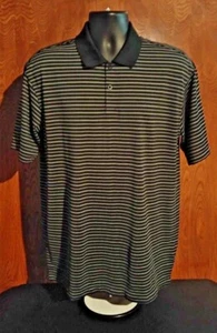 NIKE GOLF Men's Black &White Stripped Polo Shirt (Lg) - Picture 1 of 4