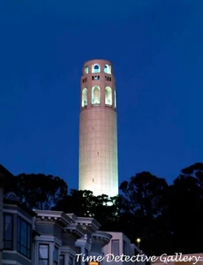 Coit Tower at Dusk, San Francisco, California - Vintage Photo Print - Picture 1 of 1