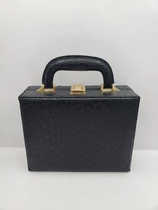 Vintage Jewlery Case Travel Bag Storage Black Gold Women Accessory Holder Cute - Picture 1 of 24