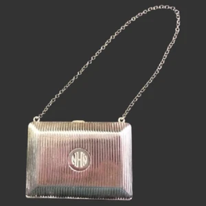 Ca. 1920 Sterling William B. Kerr Abendtasche mit Kette und Satin innen - Bild 1 von 6