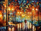 Wall Decor Oil Paint Park Scene Printed Canvas Wall Art Stretched On Solid Frame