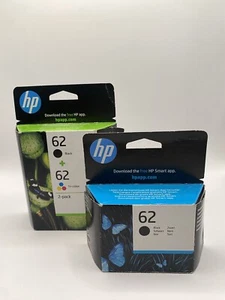 HP 62 Black and Tri-colour Original Combo Ink Cartridges Bundle NEW. - Afbeelding 1 van 7