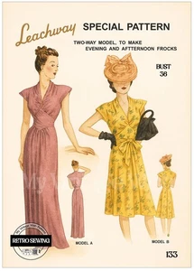 Vintage 1940s Frock Sewing Pattern Bust 36" – Day or Evening Dress  Bust 36" - Picture 1 of 4