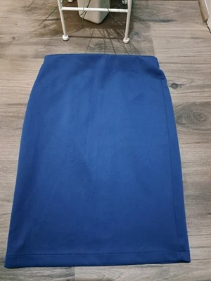 NUEVO SIN ETIQUETAS Carmen Marc Valvo Falda Lápiz Para Mujer Azul Mediano Cremallera Trasera Poliéster Pull-On Foto 1 de 4