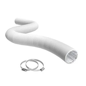 Flexible 4 Inch Ducting - White 8 Feet Flex Aluminum Duct with 2 Clamps – 4 - Picture 1 of 8