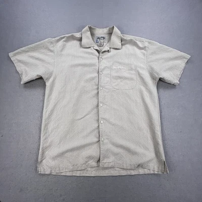 Camisa Big Dogs Para Hombre Mediana Gris Blanca A Cuadros Abotonada Manga Corta Bolsillo Foto 1 de 4