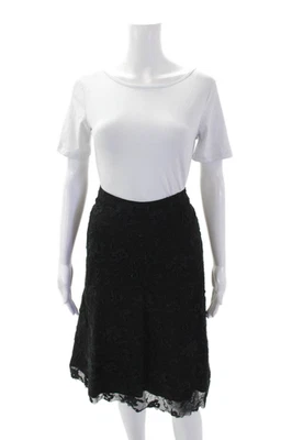 Falda negra Paul & Joe para mujer con cremallera trasera hasta la rodilla de malla superpuesta talla FR 38 Foto 1 de 4