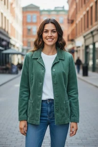 Green Corduroy Retro J. Jill Women's Oversized Button-Up Jacket size L - Picture 1 of 8