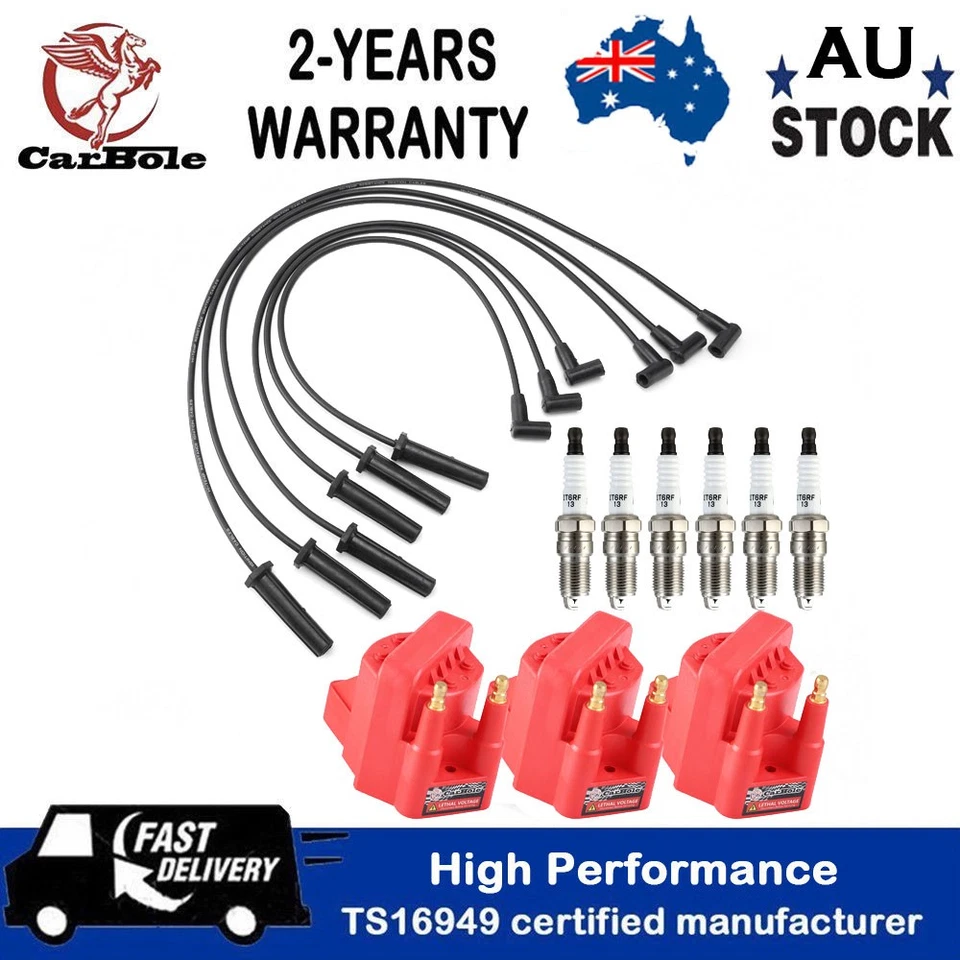 Ignition Coils + Wires & Spark Plugs for Holden Commodore VR VS VT VX VY V6 3.8L - Image 1 of 4