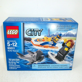 Lego City 60011 Surfer Rescue 32 Pieces Shark Coast Guard Mini Figures Boat