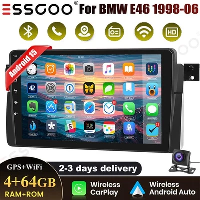 4+64GB for BMW 3-series E46 1998-2006 Android 15 Car Stereo Radio WiFi BT FM+CAM - Image 1 of 4