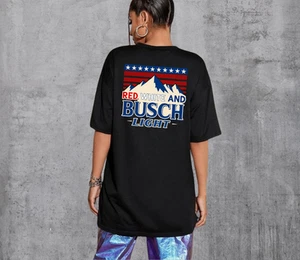 Rot weiß und Busch leichtes Shirt patriotisches Bier T-Shirt 4. Juli Grafik Tee - Bild 1 von 8