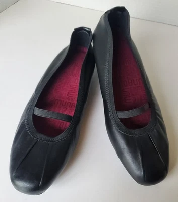 Zapatos planos de ballet Munro TINA de cuero de cordero negro sin cordones talla 9W Foto 1 de 4