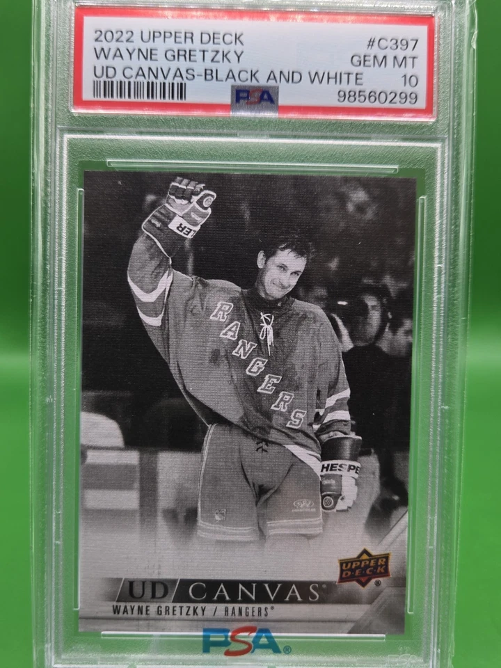 2022-23 cubierta superior extendida #C397 Wayne Gretzky Black Canvas Rangers PSA 10 Foto 1 de 1