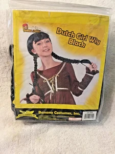 halloween kostüm perücke holländisches mädchen geflochten schwarz erwachsene - Bild 1 von 1