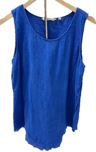 SOFT SURROUNDINGS Tank Top Womens Size M Blue Siesta Key Gauze Tunic Coastal - Picture 1 of 9