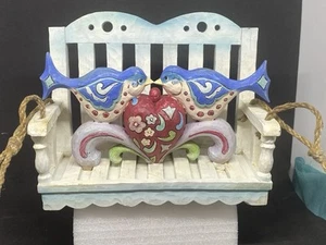 Jim Shore Lovers Roost porch swing decor with twine hangers heart birds - Picture 1 of 6