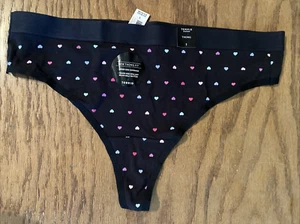 Torrid Panties 1X Thong Black Muti Colored Hearts Cotton Higher Rise Plus Size - Picture 1 of 5