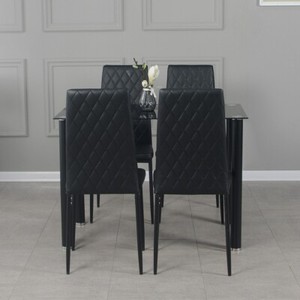 Set of 4/6 Diamond Dining Chairs Metal Legs High Back Seat Dining Room Furniture