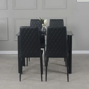 Set of 4/6 Diamond Dining Chairs Metal Legs High Back Seat Dining Room Furniture - Picture 1 of 45