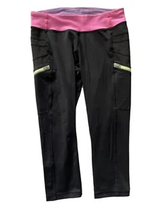 IVIVVA By Lululemon Girls Capri Leggings Size 14 (Black W/ Colored Band) - Picture 1 of 12