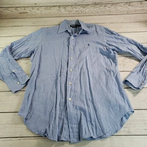 Camisa de vestir POLO Ralph Lauren para hombre 15 32/33 abotonada Andrew azul algodón - Imagen 1 de 7