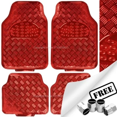 Автомобильные резиновые напольные коврики комплект блестящие красные шашки хром стиль эффект 4шт SWUXM3 + CP - Изображение 1 из 4