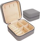Mini Jewelry Box Organizer Portable Travel Faux Leather Velvet Case, Grey