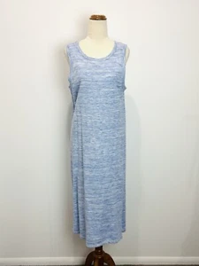 Mika & Gala Womens Dress Blue White Knit Sleeveless Long Pencil Stretch Slits 10 - Picture 1 of 9