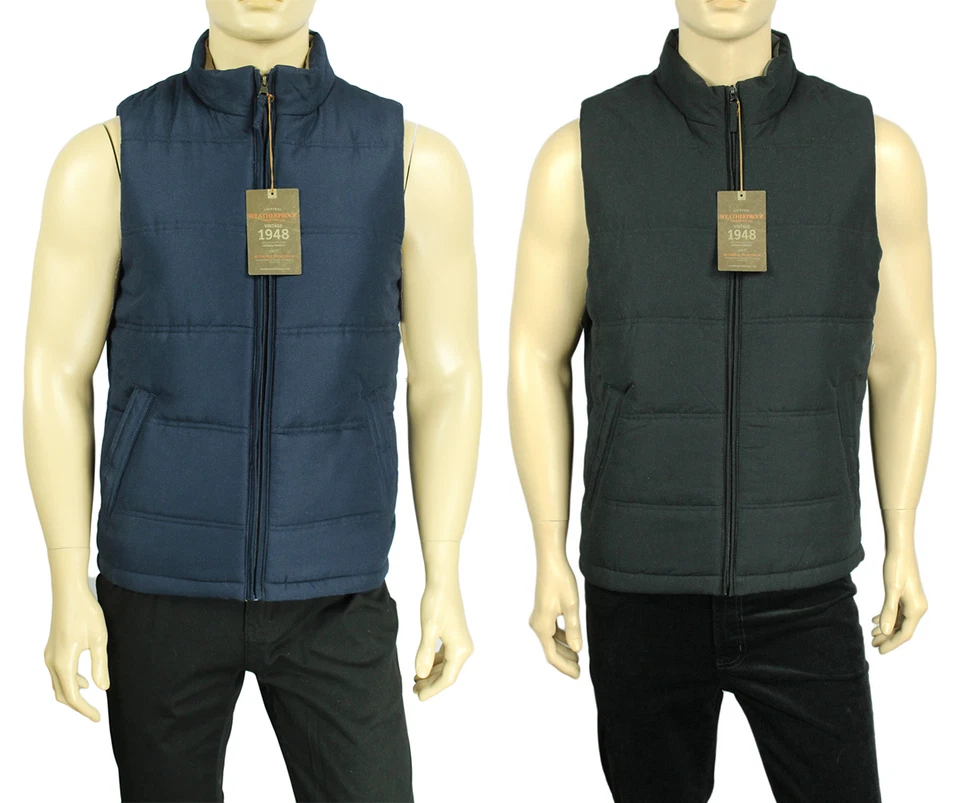 全新 男式 防水 复古 全拉链 绗缝 微纤维 夹克背心  — 第 1/1 张图片