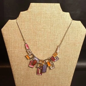 Art Deco bunte abstrakte Halskette 8,5 Zoll + 3 Zoll Verlängerung - Bild 1 von 8