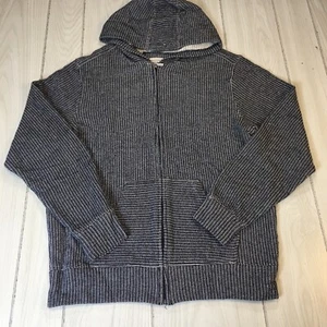 Ring of Fire Textured Knit Ribbed Gray Hoodie Zip Up Sweater Mens Large - Picture 1 of 8