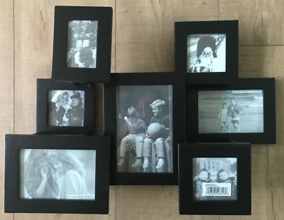 Melannco Staggered - 3-D - Floating Multi-Frame (7) Set Matte Black NEW in Box - Image 1 of 4