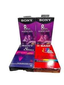 3 Sony T-160VL Premium Grade & 1 BASF T-160 All 8 Hours Sealed Blanks - Picture 1 of 3