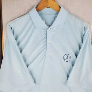 Rare F&G TECH x CHICAGO GOLF Mens Size Large Blue/White Stripe Polo Sport Shirt - Picture 1 of 16