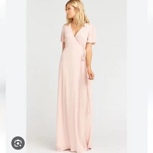 Show Me Your Mumu Noelle Wrap Dress Dusty Blush Crisp Wedding Bridesmaid - Picture 1 of 4