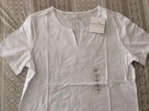 Coral Bay Women's Notch Neckline Everyday T-Shirt - Size M - White  - New w/tags - Picture 1 of 2