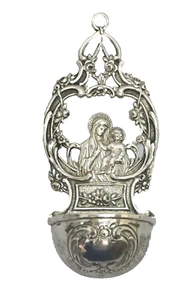 Histórico cl. Cuenca de agua bendita Jesús y María plata 800 9,6x4,2 cm, 21 g - Imagen 1 de 11