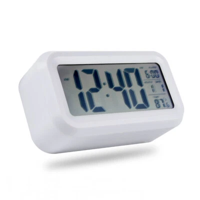 PCC Digital Alarm Clock Large LCD Display Thermometer Night Light Back Light White