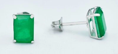 PENDIENTES ESMERALDA ORIGINALES DE ORO BLANCO 14K 1,92 quilates - Valoración gratuita - Nuevos con etiquetas Foto 1 de 4