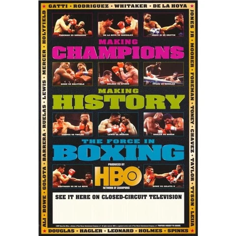 Vintage HBO BOXING Promo POSTER 27x40 Holmes  Tyson  Spinks  De La Hoya Chavez Cover